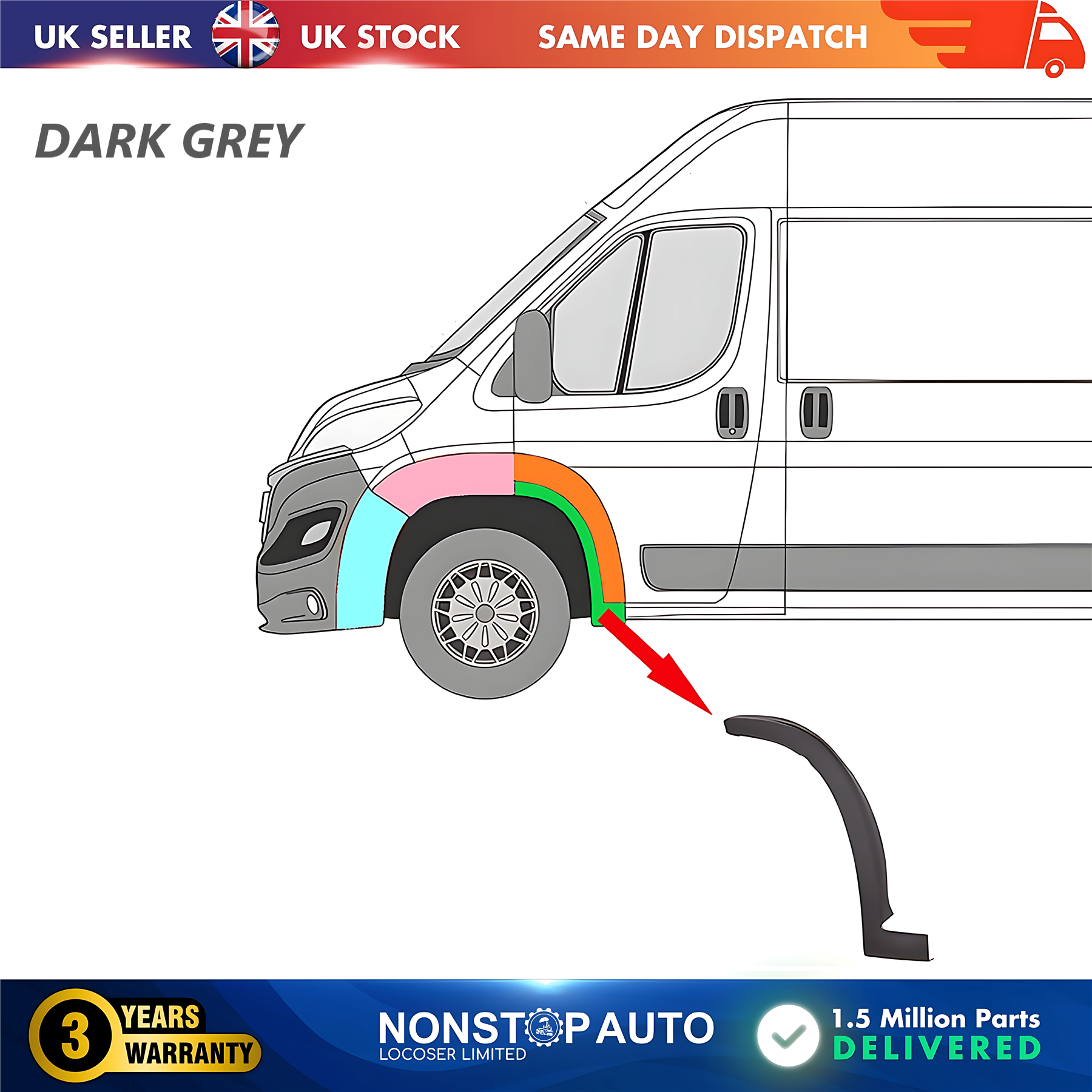 Wheel Arch Trim Moulding Front Left For CITROEN Relay PEUGEOT Boxer FIAT Ducato 2006 on 8545HC