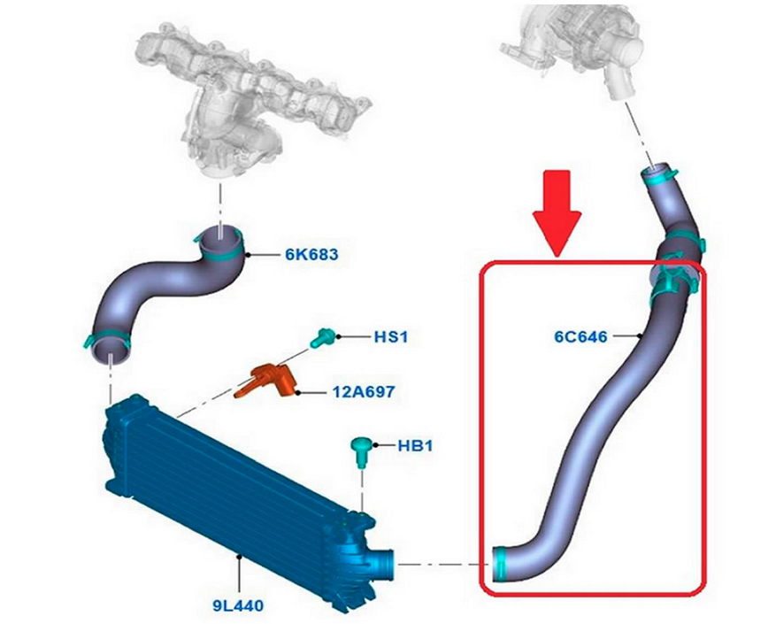 TURBO INTERCOOLER TURBO HOSE PIPE FOR FORD TRANSIT  2.2 TDCI  BK216C646AB