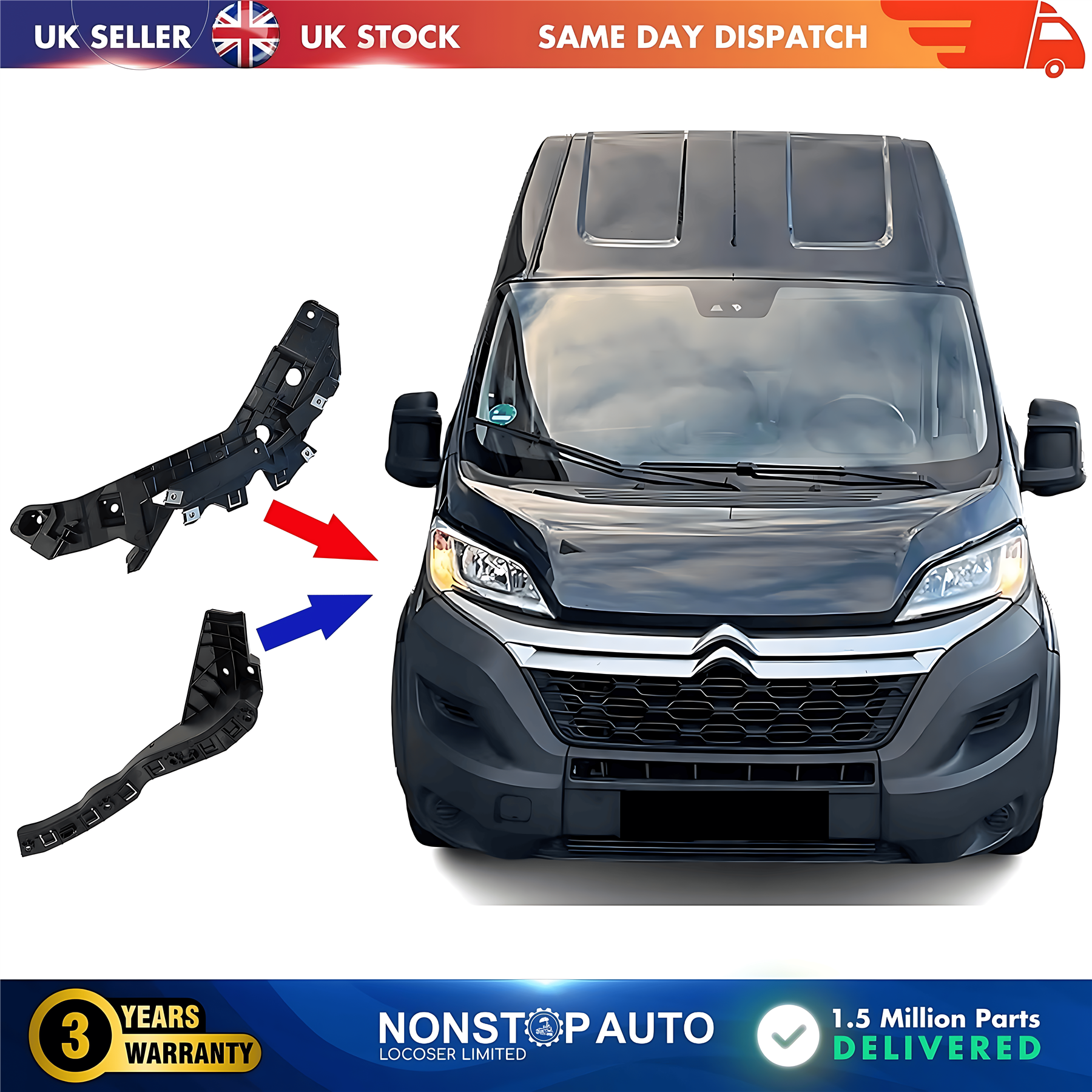 2X Front Bumper Bracket Holder Small and Large Right For CITROEN Relay FIAT Ducato PEUGEOT Boxer 2014 on