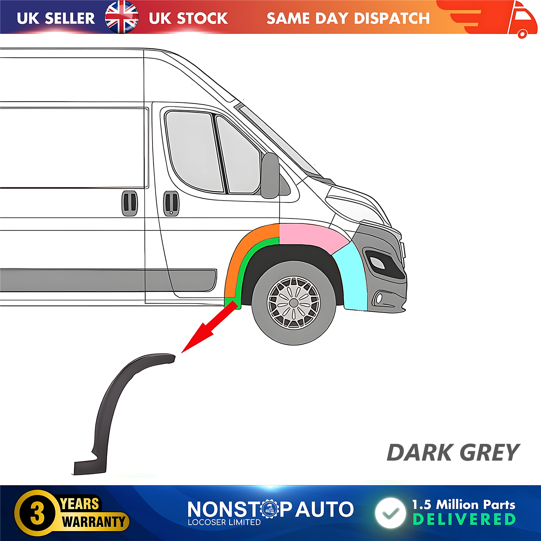Wheel Arch Trim Moulding Front Right For CITROEN Relay PEUGEOT Boxer FIAT Ducato 2006 on 8545HE