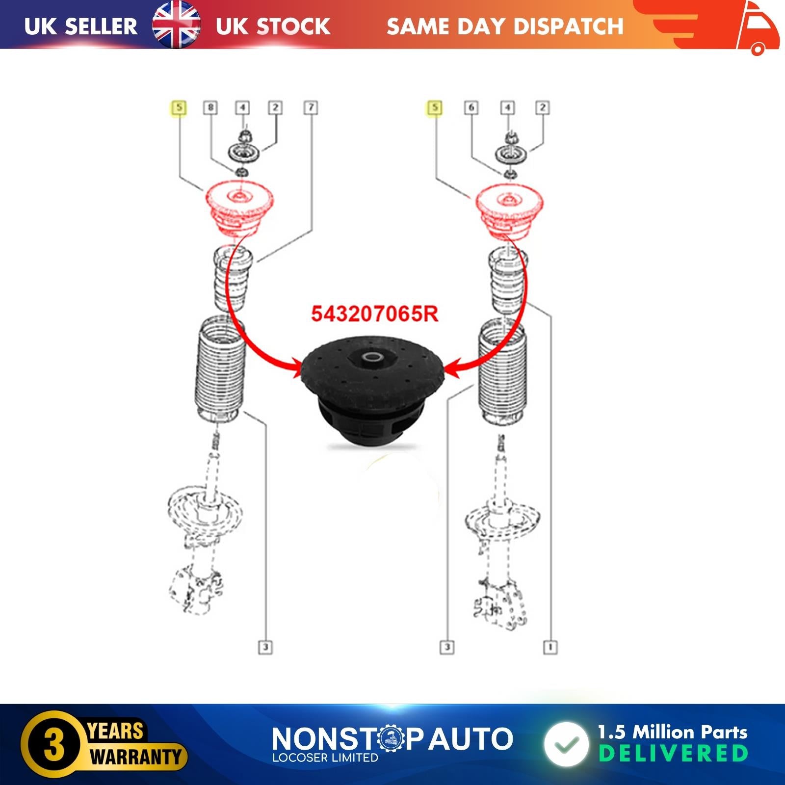 SHOCK ABSORBER MOUNTING FRONT FITS RENAULT Master MK3 OPEL VAUXHALL Movano NISSAN Interstar 543207065R