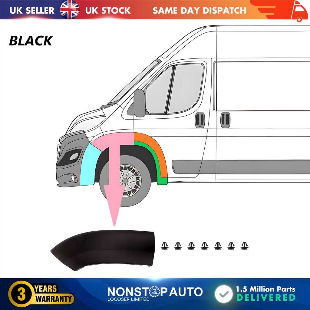 Wheel Arch Trim Moulding Front Left Black For CITROEN Relay PEUGEOT Boxer FIAT Ducato 2014 on 1612583680
