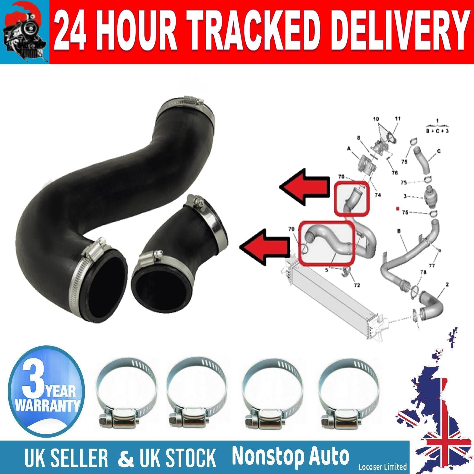 TURBO INTERCOOLER HOSE PIPE SMALL AND LARGE  FOR PEUGEOT BOXER  CITROEN JUMPER  2.0 HDI  1379294080