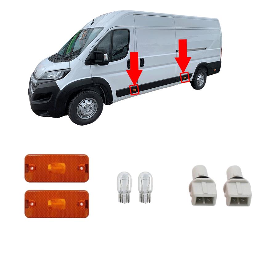 2x FIAT Ducato PEUGEOT Boxer CITROEN Relay Jumper (2006-2016) IVECO Daily (1999-2016) Side Indicator Marker Lens Light Amber socket + cable + bulb 6303.A1